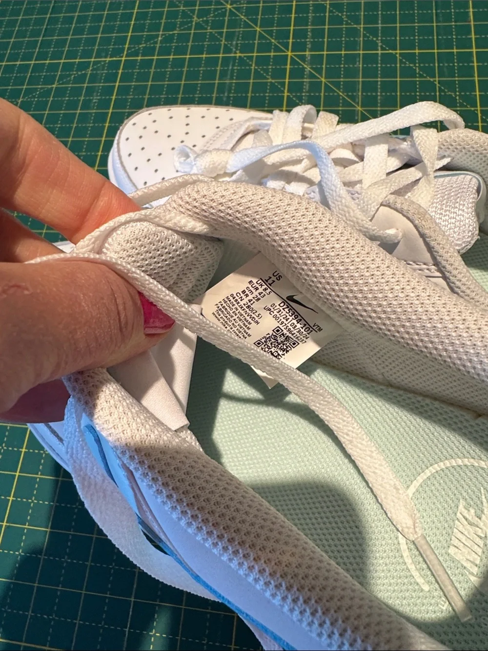 Nike White Low-Top Sneakers with Light Blue Swoosh. NEW - Picture 5 of 6
